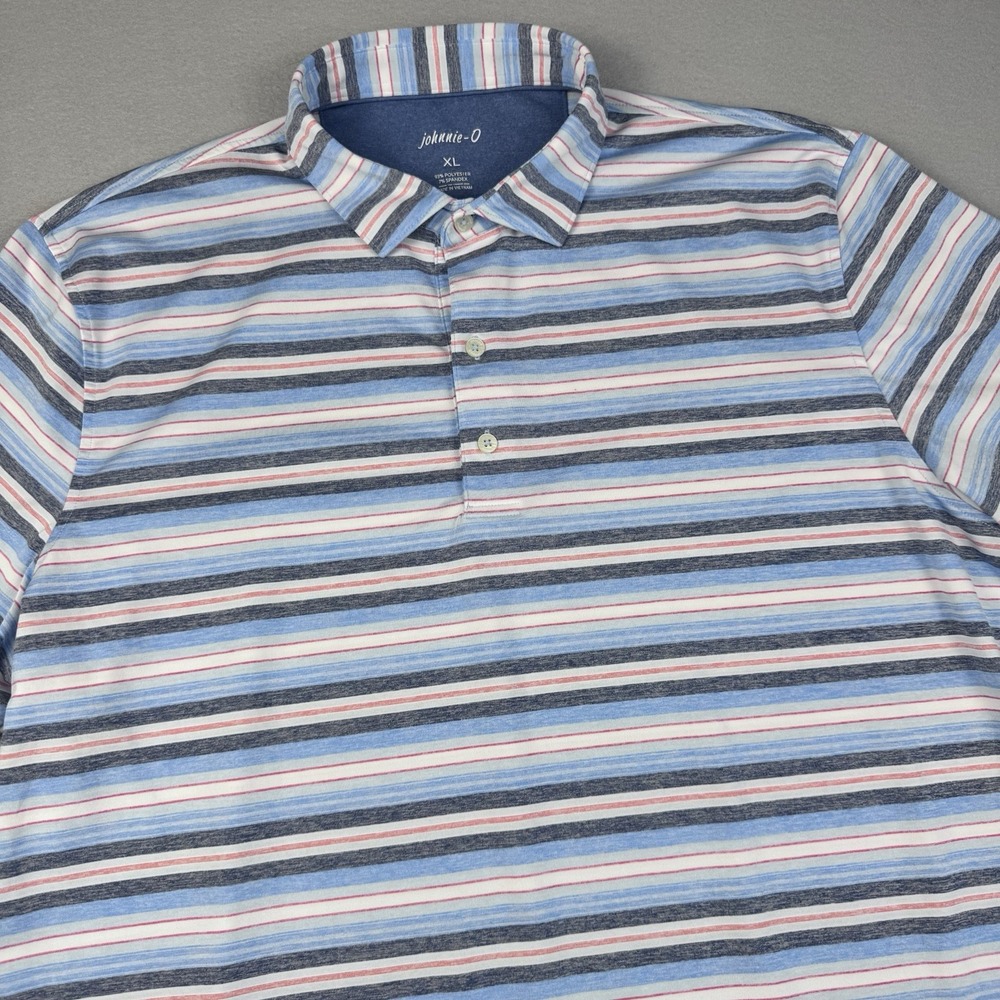 Johnnie-O McKinley Striped Golf Polo Men XL Short Sleeve Stretch Performance